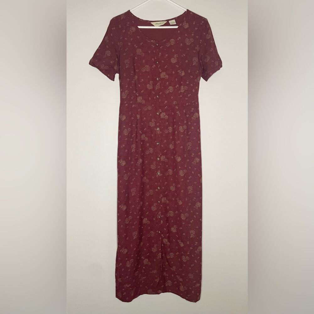 Eddie Bauer Vintage Y2K Maroon Short Sleeve Dress Size M